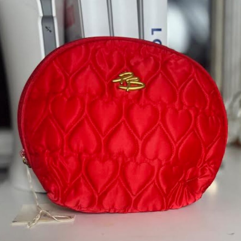 NWT Rare Vintage Pierre Balmain Red Heart Nylon Makeup Pouch